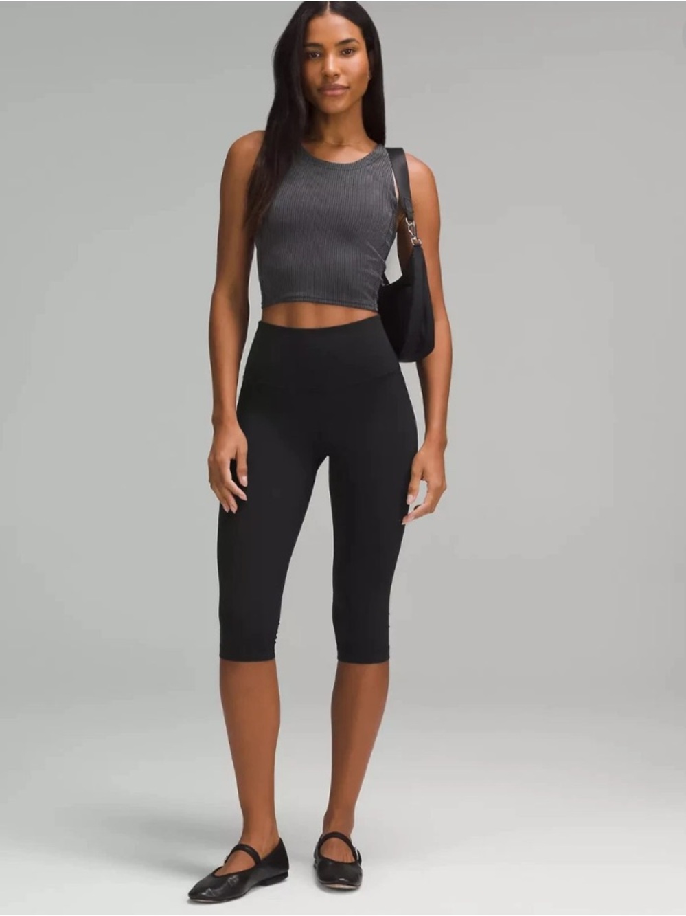lululemon athletica Softstreme reversible Black Ribbed Crop Tank